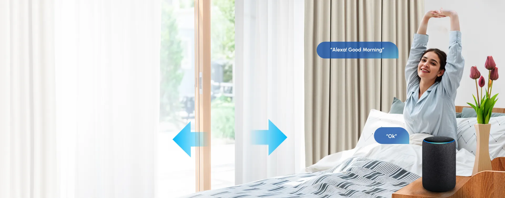 Smart curtains that open and shut automatically.